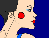 Disegno Profilo di Geisha  pitturato su renata