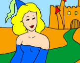 Disegno Principessa e castello  pitturato su margarita