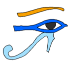 Disegno Occhio di Horus  pitturato su silvestro