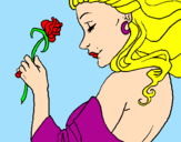 Disegno Principessa con una rosa pitturato su luna