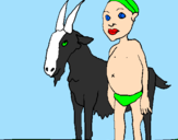 Disegno Bambino africano con una capra pitturato su alessio udin
