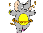Disegno Elefante con il tutù  pitturato su dumbo