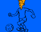Disegno Giocatore di calcio  pitturato su chiara c.
