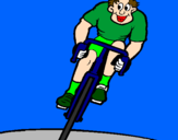 Disegno Ciclista con il berretto  pitturato su marko