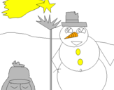 Disegno Pupazzo di neve III pitturato su FRAFRA