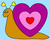 Disegno Lumachina cuore  pitturato su ludovica