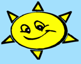 Disegno Sole sorridente  pitturato su sara