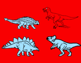 Disegno Dinosauri di terra  pitturato su redon  