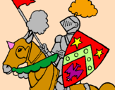 Disegno Cavaliere a cavallo pitturato su titaneus