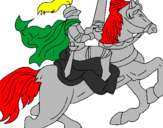Disegno Cavaliere a cavallo pitturato su LEONARO