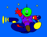 Disegno Marziano sulla moto spaziale  pitturato su alessia