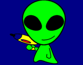 Disegno Alieno II pitturato su greta 