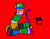Disegno Serpente  pitturato su elia