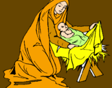 Disegno Nascita di Gesù Bambino pitturato su Greta