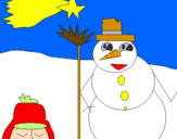 Disegno Pupazzo di neve III pitturato su hassan