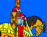Disegno Cavaliere a cavallo pitturato su arianna