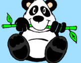 Disegno Orso panda  pitturato su Camilla