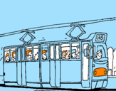 Disegno Tram con passeggeri  pitturato su MICHELANGELO