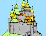 Disegno Castello medievale  pitturato su niff