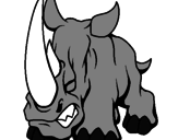 Disegno Rinoceronte II pitturato su alberto