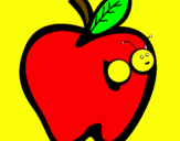 Disegno Mela III pitturato su mela