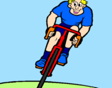 Disegno Ciclista con il berretto  pitturato su sara