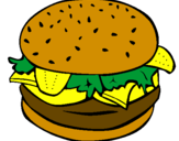 Disegno Hamburger completo  pitturato su aom