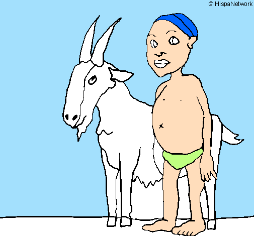 Bambino africano con una capra