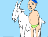 Disegno Bambino africano con una capra pitturato su Laura