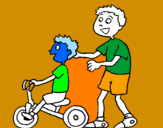 Disegno Triciclo pitturato su redon