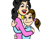 Disegno Madre e figlia abbracciate pitturato su nicole