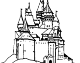 Disegno Castello medievale  pitturato su nerone