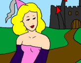 Disegno Principessa e castello  pitturato su ilaria