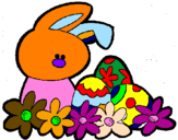 Disegno Coniglietto di Pasqua  pitturato su linus