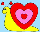 Disegno Lumachina cuore  pitturato su carmen