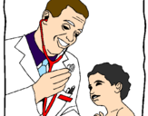 Disegno Medico con lo stetoscopio  pitturato su gia