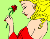 Disegno Principessa con una rosa pitturato su SABRINA ARENA 
