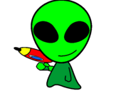 Disegno Alieno II pitturato su Licia