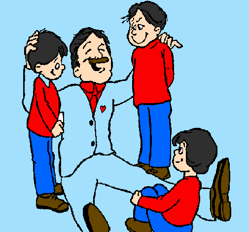 Papà con i suoi 3 figli 