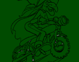 Disegno Strega in motocicletta  pitturato su simone
