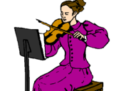 Disegno Dama violinista  pitturato su giada