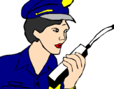Disegno Polizia con il walkie talkie pitturato su Matteo Sobrero