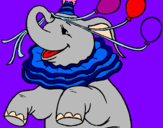 Disegno Elefante con 3 palloncini  pitturato su aurora