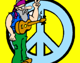 Disegno Musicista hippy  pitturato su chilly