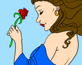 Disegno Principessa con una rosa pitturato su caleidoscopio