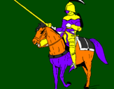 Disegno Cavallerizzo a cavallo  pitturato su cavaliere