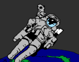 Disegno Astronauta nello spazio  pitturato su Matteo Marongiu