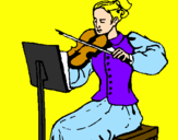 Disegno Dama violinista  pitturato su yassmin aassafro