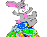 Disegno Coniglio di Pasqua pitturato su debora
