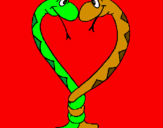Disegno Serpenti innamorati  pitturato su ...ooo